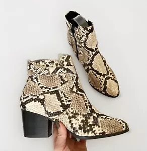 Stivaletti stivaletti MARKET & ABETE stampa animalier tacco a blocco misura 6,5 nero beige donna - Foto 1 di 12