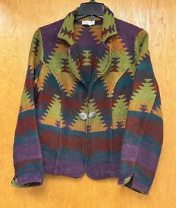 Coldwater Creek Blazer Coat Women's Small Multicolor Southwestern Print Acrylic - Picture 1 of 6
