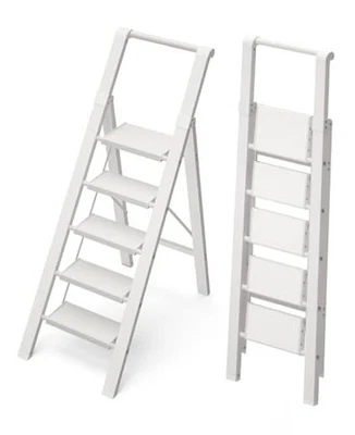 Escalera, Taburete Plegable Ligero con Cómodo 5 Pasos Blanco Foto 1 de 4