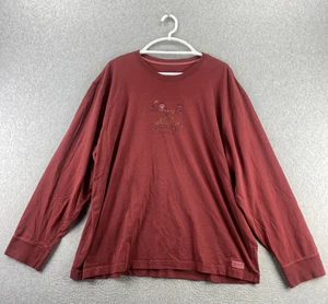 Life is Good XXL Red Fall Guy Football Graphic Long Sleeve Crew Cotton T-Shirt - Picture 1 of 9