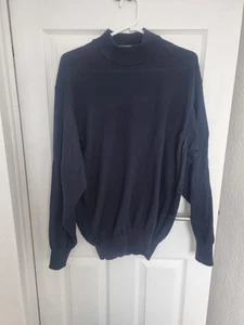 Dalmine Sweater round Kneck Men's 52 L Cashmere Silk Blend Blue Jumper Italian - Picture 1 of 7