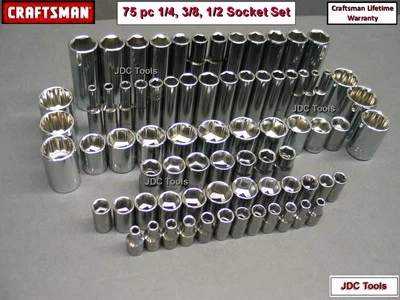 CRAFTSMAN HAND TOOLS 75pc 1/4 3/8 1/2 SAE METRIC MM Ratchet Wrench Socket Set !! - Image 1 of 4