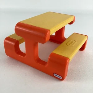 Little Tikes Dollhouse Furniture Picnic Table Orange Yellow Pretend Vintage Toy - Picture 1 of 7