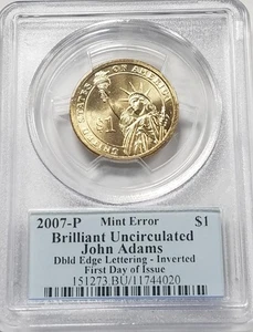 Presidential Dollar Error Coin | Inverted Edge Lettering | John Adams | PCGS BU - Picture 1 of 3