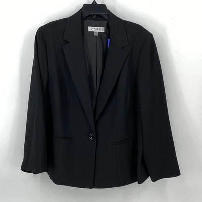 Traje Blazer Abrigo KASPER Negro Para Mujer Talla 18 Forrado Usado en Excelente Condición Foto 1 de 4