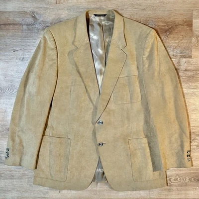 VINTAGE Suede Blazer Sport Coat Jacket Mens 44 Brown 2 Button Kingsridge - Image 1 of 4