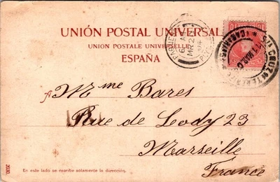 SPAIN 1904 POSTAL PICTORIAL POSTCARD VIEW TENERIFE ADDR FRANCE POSTMARK PAQUEBOT - Image 1 of 2