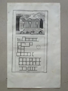 Plano sepulcro columbario arquitectura antiguo Montfaucon grabado en cobre 1722 - Imagen 1 de 2