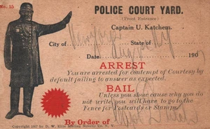 Comic Police Court Yard ARREST & BAIL N.Y.C. 1907 Vintage Postcard - Picture 1 of 2