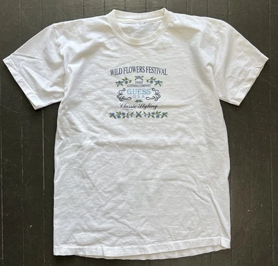 Camiseta De Colección Años 90 Guess Wildflowers Festival Blanca Gráfica Mediana 1992 Foto 1 de 4