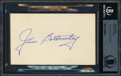 Jim Bottomley Signed 3x5 Index Card Cardinals Auto GM 10 Beckett #13264804 - Image 1 of 2