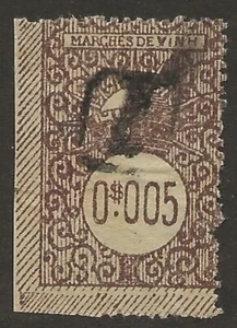 Indochina Vietnam 1904 Vinh Local Revenue Market Tax/ Marchés Scarce Used - Picture 1 of 2