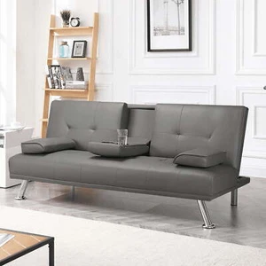 Futon Sofa Bed Sleeper Couch Convertible Foldable Living Room Furniture Loveseat - Picture 1 of 17