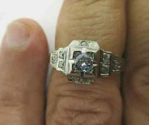 Vintage 18K Gold Diamant Ring Old Mine Cut Diamond = 1/2 Karat F-SI2/VS2 - Bild 1 von 12