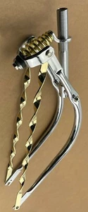 Original Lowrider 26" Bent 1" Chrome/Gold Suspension Fork w/Flat Twisted Bars. - Picture 1 of 1