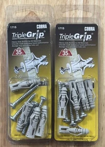 New Cobra 171S Triple Grip 9-Pack HD Anchors #8 W/Screws•Rated at 35 lbs. - Picture 1 of 9