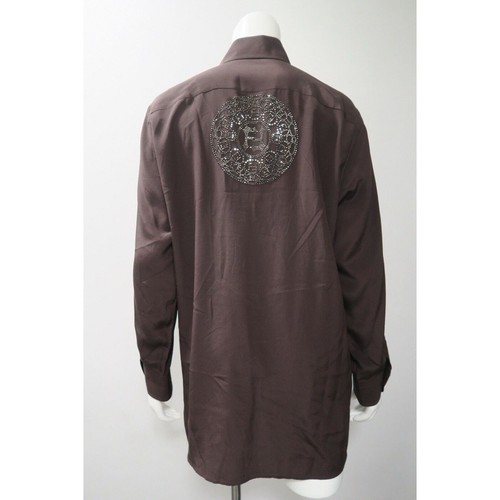 Camicia elegante Fendi in seta con bottoni marrone taglia 44