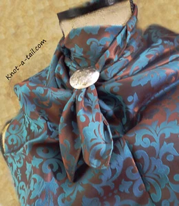 Türkis-Zimt, Wild Rag, Seidenmischung, Jacquardmuster, Cowboy Wild Rag - Bild 1 von 13