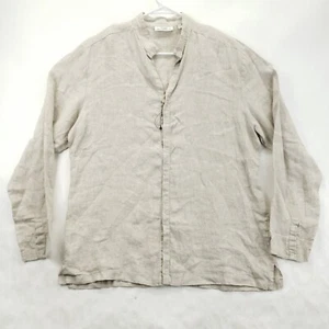 Neu ohne Etikett Murano Baird McNutt Herrenhemd Large beige 100 % Leinen verdeckte Knöpfe - Bild 1 von 11