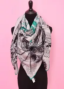 NEW HERMES GREEN MYTHIQUES PHOENIX COLORIAGE CASHMERE 140 GM 55" SHAWL SCARF - Picture 1 of 2