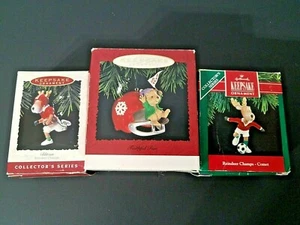 Hallmark Keepsake Ornaments Sports Themed Reindeer Champs Faithful Fan Lot-3 Vtg - Picture 1 of 10
