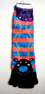 Christmas Ladies Toe Socks by Gold Medal, Reindeer Design, Size 9-11, Stripes - Picture 1 of 1