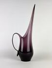 Vintage MCM Viking Glass Purple Amethyst Swung Vase Pitcher 17” Without Sticker
