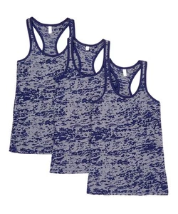 New Women's 3 Pack Navy Blue Burnout Racerback Tank Top Tops Sleeveless S M L XL - Picture 1 of 6