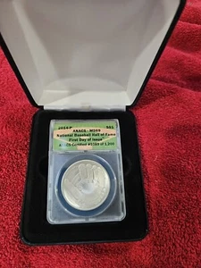 2014-P BASEBALL HALL OF FAME COMMEMORATIVE SILVER $1 ANACS MS69 1089 - Picture 1 of 4