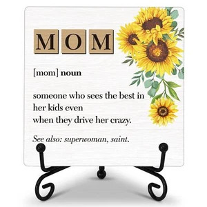 Mom Appreciation Desk Sign Wooden Plaque Gift for Mother's Day & Birthday - Picture 1 of 4
