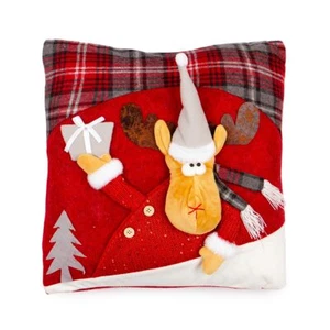 Cuscino arredo natalizio Renna Rudolph rosso quadrato 40x40 cm K701 - Foto 1 di 3