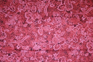 ILLUSIONS, PINK ON RED FLORALS FROM FABRI-QUILT - 100% COTTON FABRIC - Picture 1 of 3