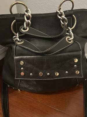 MARCO BUGGIANI Italia Bolso de Hombro de Cuero Negro Cartera Bolso de Mano Foto 1 de 4