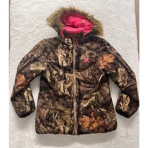 Mossy Oak Womens Camouflage Puffer Jacket Faux Fur Hood Pink L 42-44. Comfy.cozy - Picture 1 of 9