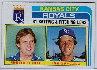 1982 Topps #96 Royals Team Leaders in EXMT Condition  - Image 1 of 2