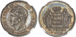 Monaco - Honoré V - Essai 1/2 Franc 1838M - NGC PF 64 - TOP POP - Imagen 1 de 1