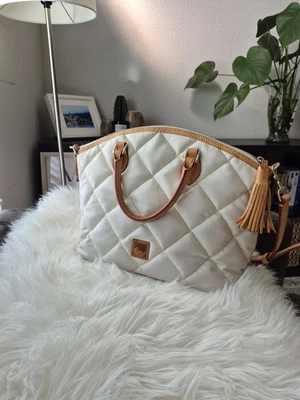 Bolso de Mano Dooney & Bourke Blanco Marrón Acolchado Asa Superior con Correa para el Hombro Foto 1 de 4