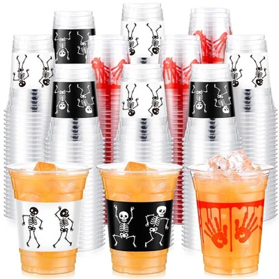 150 Piezas Taza de Plástico Halloween 12 OZ Desechable Salpicado de Sangre Esqueleto Prin... Foto 1 de 4