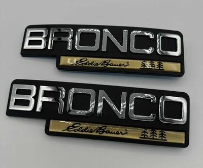 NEW 92-96 Ford Bronco EDDIE BAUER Fender Emblem Nameplate Ornament Set of 2 - Image 1 of 2