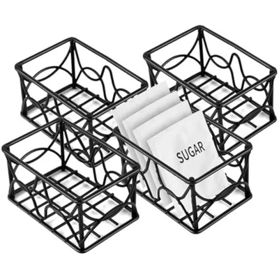 4 pieces black metal sugar packet holder tea bag organizer sugar caddy - Image 1 of 4