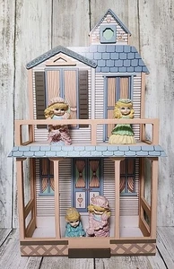 VTG House of Lloyd 1991 Wood Wall Hanging 13" Dollhouse Rack 4 Small Dolls RARE - Picture 1 of 18