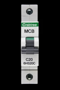 CRABTREE 20 AMP CURVE C 10kA MCB CIRCUIT BREAKER LOADSTAR 6HS20C BC - Picture 1 of 6