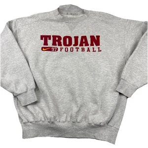 Vintage 90s Nike USC Trojans Football Sweatshirt L Crew Swoosh Gray Team Issued - Bild 1 von 15