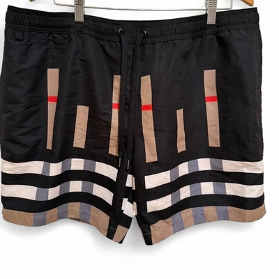 BNWT Men's Burberry London England Black & Tan Plaid Tartan Swim Trunks XL - Image 1 of 4