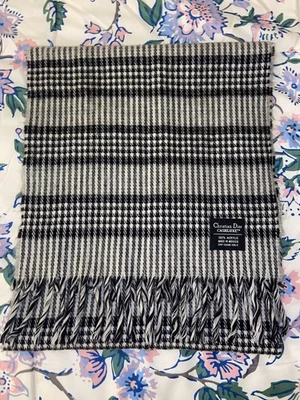 Christian Dior  Cashmaire 100% Acrylic Made in England - Black & White Stripes - Image 1 of 4