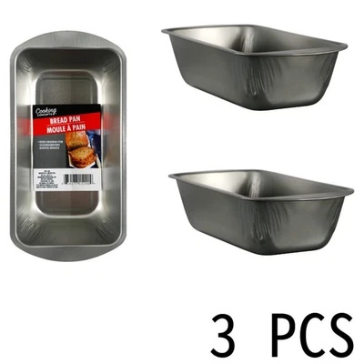 Set Of 3 Bread & Loaf Metal Bakeware Baking Pan Meatloaf Cake 8.2X 4.3X 2.8" US