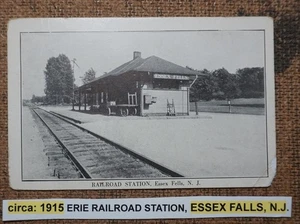 circa: 1915 ERIE RAILROAD STATION, ESSEX FALLS, N.J Postcard Litho B&W WB - Picture 1 of 2