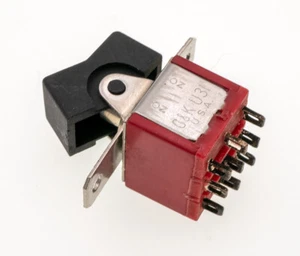 C&K U31-J1-ZQ 2 Position ON-NONE-ON TPDT Rocker Switch, Black, Panel Mount, NOS - Picture 1 of 3