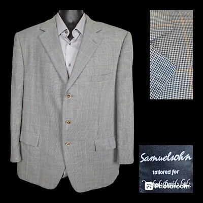 Samuelsohn Sport пальто Blazer мужской 46R бежевый клетку шерсти 3 кнопки без вентиляции - Изображение 1 из 4
