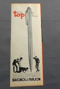 PUB PUBLICITE ANCIENNE ADVERT CLIPPING 040617 / STYLO-BILLE TOP BAIGNOL & FARJON - Picture 1 of 1
